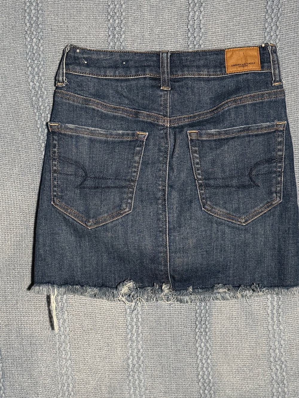 American Eagle Womens 00 Next Level Stretch X Denim Mini Skirt Zipper Raw Hem - Picture 3 of 6